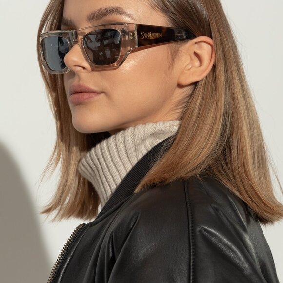 ?️ New Saint Laurent SL740 002 Sunglasses - Transparent Brown/Havana Frame main image 9